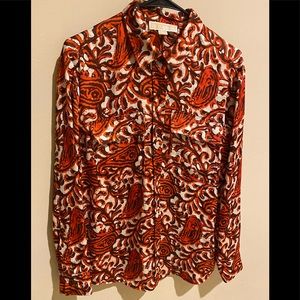 Michael Kors Red/Orange Floral Shirt - Size M